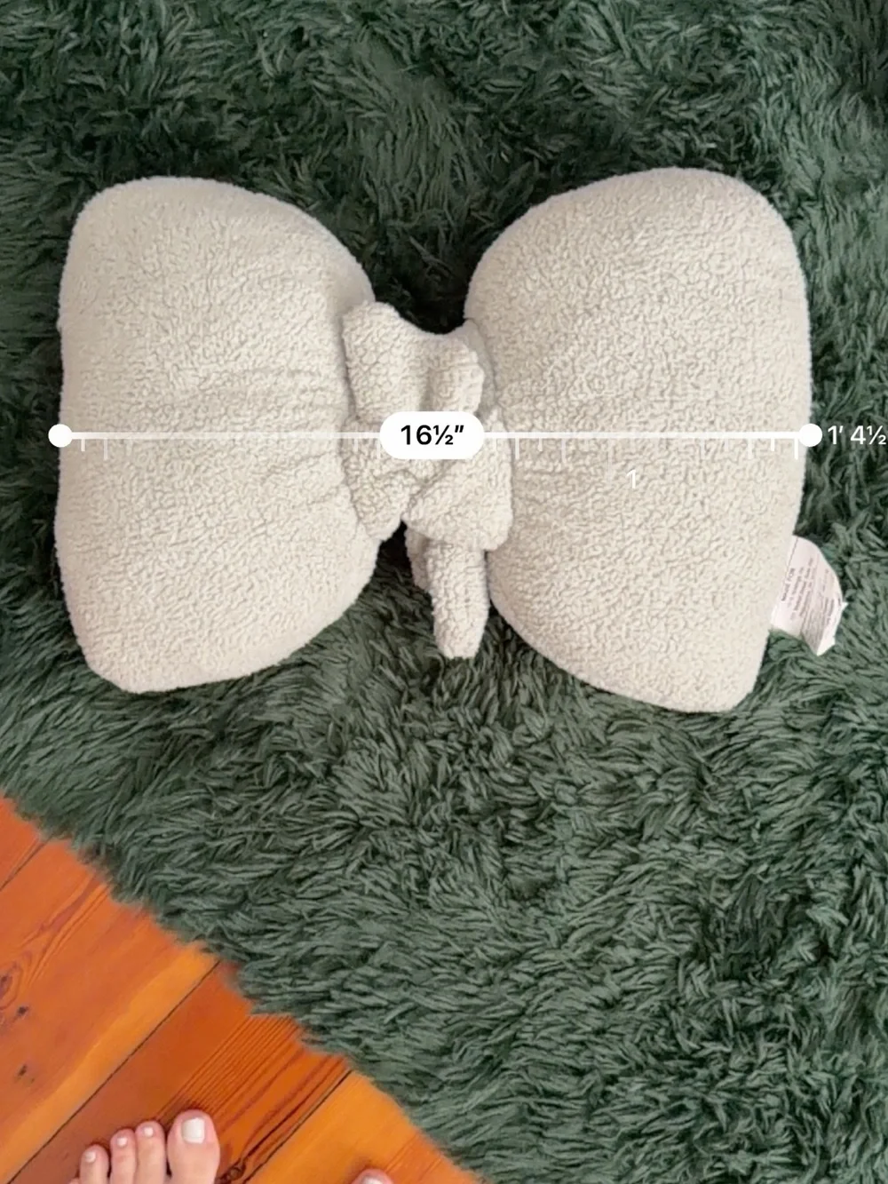 3/$25 ✨ Sage Green Sherpa Bow Throw Pillow Plush Decorative Accent